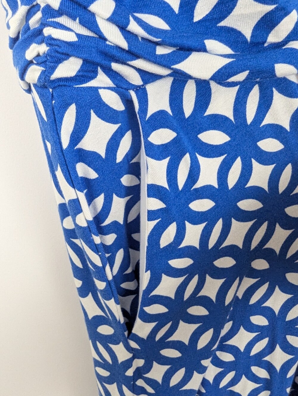 NWT Boden Effie Blue & White V Neck Stretch Jersey Faux Wrap Midi Dress Size 12R - Picture 9 of 9